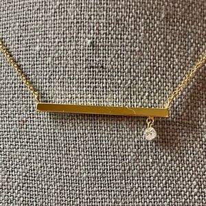 Anthropologie Gold Bar Gemstone Necklace NWT
